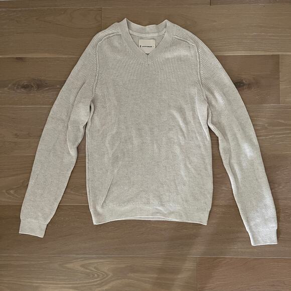 Lucky Brand Cloud Soft Cashmere Blend Men's V-neck Sweater Oatmeal Small - Picture 1 of 5
